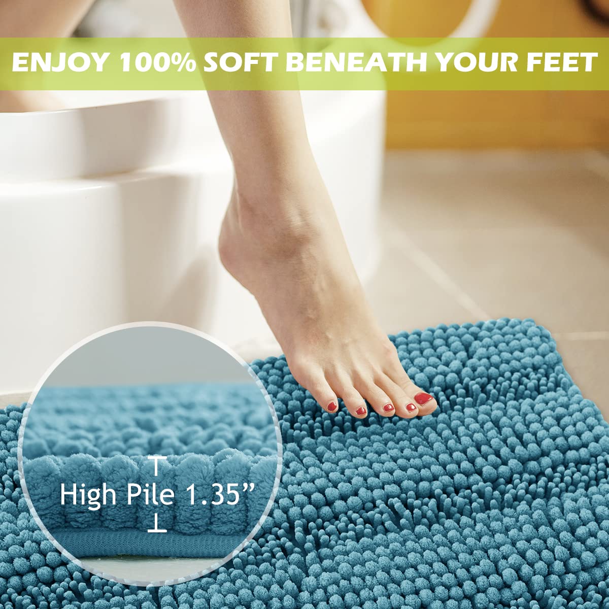 Kgorge Chenille Kitchen Rugs - Non-Slip Water Absorbent Floor Mats For Bathroom Toilet Shower Easy Wash Super Soft Quick Dry Are